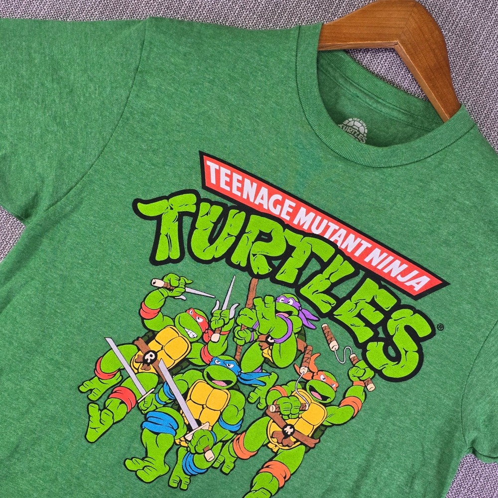 TMNT Teenage Mutant Ninja Turtles Shirt Mens Small S Green Graphic Tee Retro
